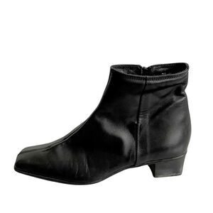 SESTO MEUCCI Italy Leather Insulated Square Toe Winter Ankle Boot Black
